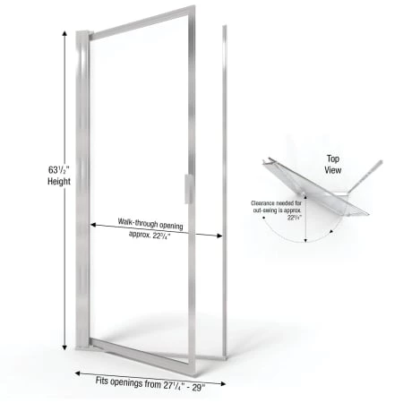 Basco Sopora 63-1/2" High x 29" Wide Hinged Framed Shower Door with Clear Glass - Image 5