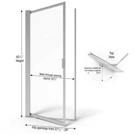 Basco Sopora 63-1/2" High x 29" Wide Hinged Framed Shower Door with AquaGlideXP Clear Glass - Image 2