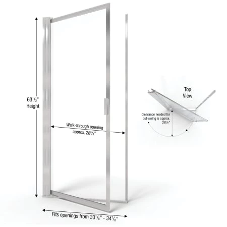 Basco Sopora 63-1/2" High x 34-7/8" Wide Hinged Framed Shower Door with Clear Glass - Image 3