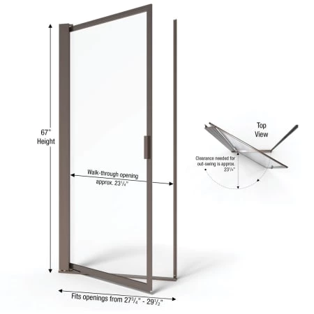 Basco Sopora 67" High x 29-1/2" Wide Hinged Framed Shower Door with Clear Glass - Image 3
