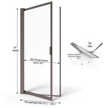 Basco Sopora 67" High x 32-7/8" Wide Hinged Framed Shower Door with AquaGlideXP Clear Glass - Image 3