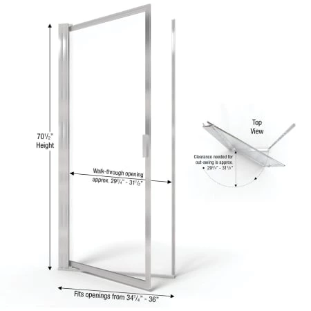 Basco Sopora 70-1/2" High x 36" Wide Hinged Framed Shower Door with Clear Glass - Image 5