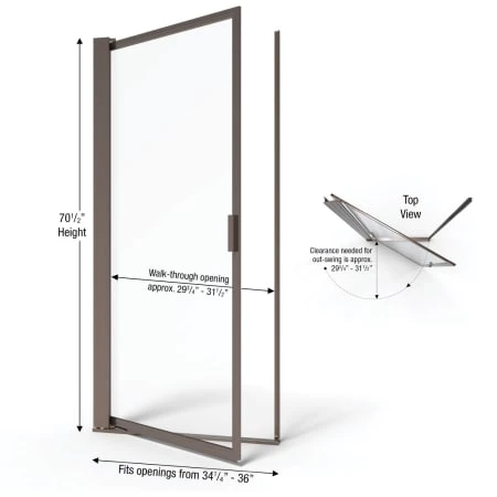 Basco Sopora 70-1/2" High x 36" Wide Hinged Framed Shower Door with Obscured Glass - Image 5