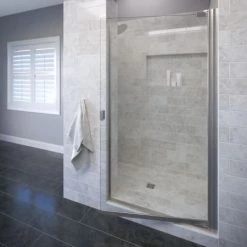 Basco Armon 66" High x 28-1/8" Wide Hinged Semi Frameless Shower Door with Clear Glass