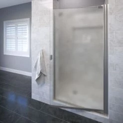 Basco Armon 66" High x 33-1/4" Wide Hinged Semi Frameless Shower Door with Obscured Glass