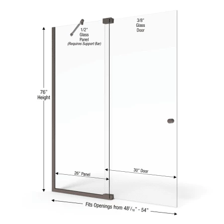Basco Cantour 76" High x 54" Wide Pivot Frameless Shower Door with Clear Glass - Image 2