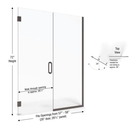 Basco Celesta 72" High x 58" Wide Pivot Frameless Shower Door with AquaGlideXP Clear Glass - Image 2
