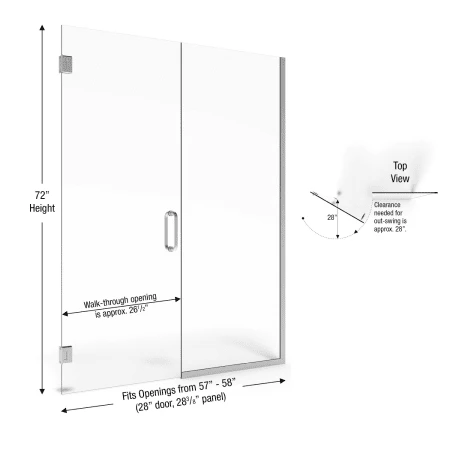 Basco Celesta 72" High x 58" Wide Pivot Frameless Shower Door with AquaGlideXP Clear Glass - Image 3