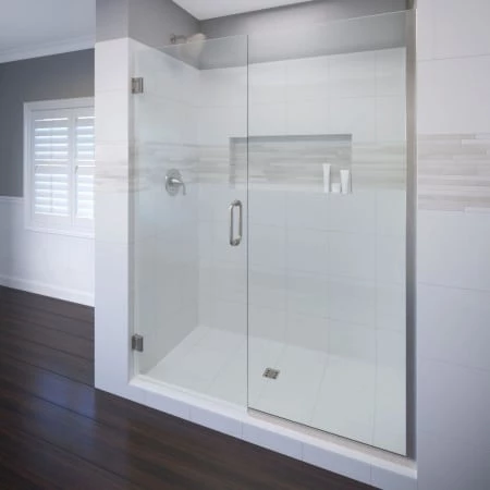 Basco Celesta 72" High x 58" Wide Pivot Frameless Shower Door with AquaGlideXP Clear Glass