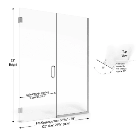 Basco Celesta 72" High x 59" Wide Pivot Frameless Shower Door with Clear Glass - Image 2