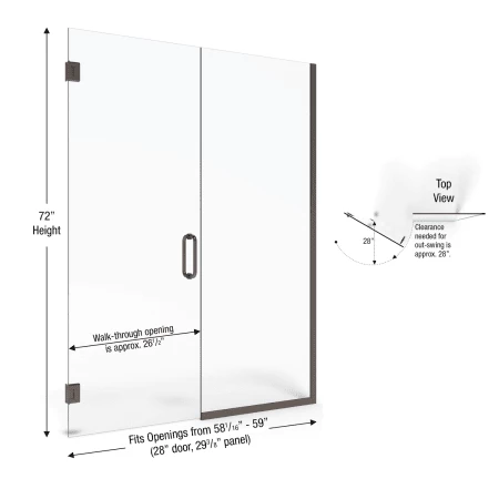 Basco Celesta 72" High x 59" Wide Pivot Frameless Shower Door with Clear Glass - Image 3