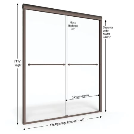 Basco Celesta 71-1/4" High x 48" Wide Bypass Framed Shower Door with AquaGlideXP Clear Glass - Image 6