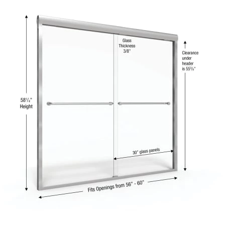Basco Celesta 58-1/4" High x 60" Wide Bypass Framed Tub Door with Clear Glass - Image 5