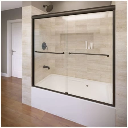 Basco Celesta 58-1/4" High x 60" Wide Bypass Framed Tub Door with Clear Glass