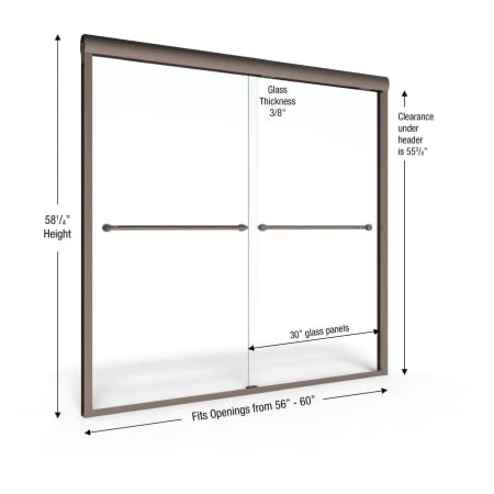 Basco Celesta 58-1/4" High x 60" Wide Bypass Framed Tub Door with AquaGlideXP Clear Glass - Image 6