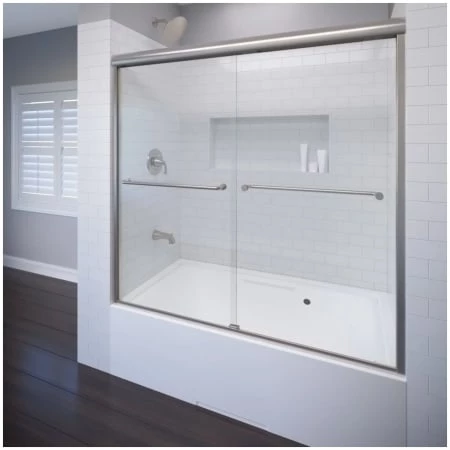 Basco Celesta 58-1/4" High x 60" Wide Bypass Framed Tub Door with AquaGlideXP Clear Glass