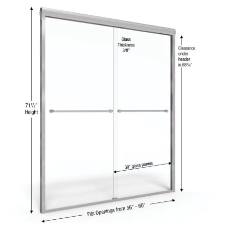 Basco Celesta 71-1/4" High x 60" Wide Bypass Framed Shower Door with AquaGlideXP Clear Glass - Image 5