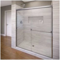 Basco Classic 65-1/2" High x 47" Wide Bypass Framed Shower Door with Clear Glass