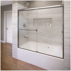 Basco Classic 57" High x 52" Wide Bypass Framed Tub Door with Clear Glass