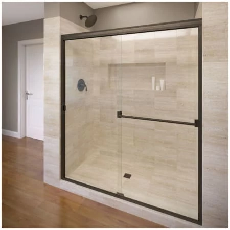 Basco Classic 70" High x 56" Wide Bypass Framed Shower Door with Clear Glass