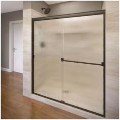 Basco Classic 70" High x 56" Wide Bypass Framed Shower Door with Rain Glass