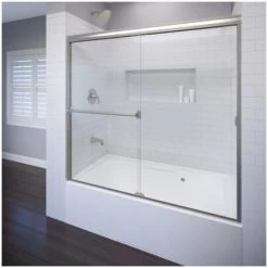 Basco Classic 57" High x 60" Wide Bypass Framed Tub Door with Clear Glass