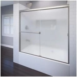 Basco Classic 57" High x 60" Wide Bypass Framed Tub Door with Obscured Glass