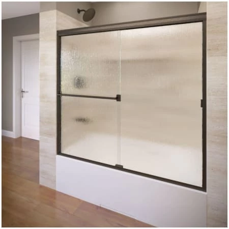 Basco Classic 57" High x 60" Wide Bypass Framed Tub Door with Rain Glass