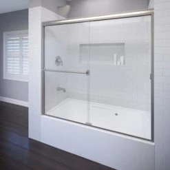 Basco Classic 57" High x 60" Wide Bypass Semi Frameless Tub Door with Clear Glass
