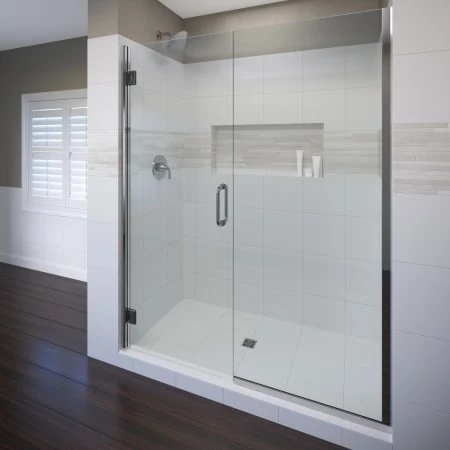 Basco Coppia 76" High x 47-9/16" Wide Hinged Frameless Shower Door with AutoGlideXP Clear Glass