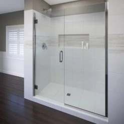 Basco Coppia 76" High x 59-9/16" Wide Hinged Frameless Shower Door with AutoGlideXP Clear Glass