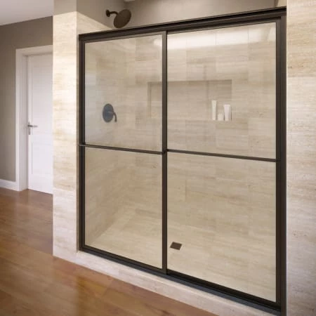 Basco Deluxe 71-1/2" High x 47" Wide Bypass Framed Shower Door with Clear Glass