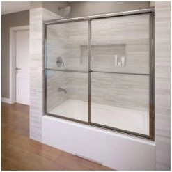 Basco Deluxe 58-1/2" High x 59" Wide Bypass Framed Tub Door with Clear Glass