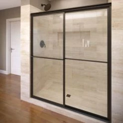Basco Deluxe 71-1/2" High x 59" Wide Bypass Framed Shower Door with Clear Glass
