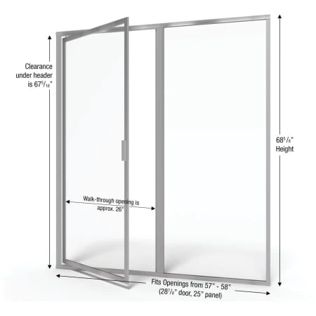 Basco Deluxe 68-5/8" High x 58" Wide Pivot Framed Shower Door with Clear Glass - Image 2
