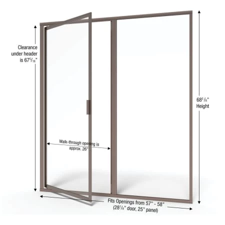 Basco Deluxe 68-5/8" High x 58" Wide Pivot Framed Shower Door with Clear Glass - Image 3