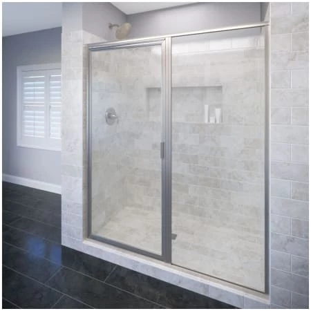 Basco Deluxe 68-5/8" High x 58" Wide Pivot Framed Shower Door with Clear Glass