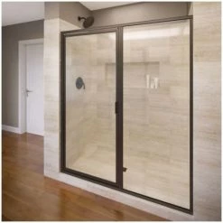 Basco Deluxe 68-5/8" High x 59" Wide Pivot Framed Shower Door with AquaGlideXP Clear Glass