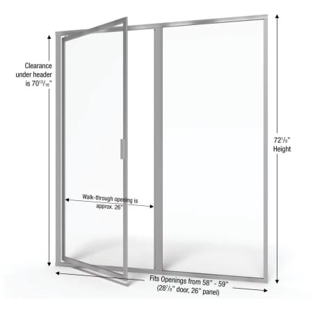 Basco Deluxe 72-1/8" High x 59" Wide Pivot Framed Shower Door with Clear Glass - Image 2