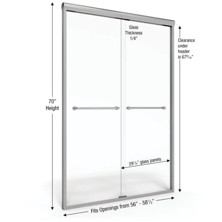 Basco Infinity 70" High x 58-1/2" Wide Bypass Semi Frameless Shower Door with Clear Glass - Image 5
