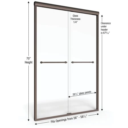 Basco Infinity 70" High x 58-1/2" Wide Bypass Semi Frameless Shower Door with Clear Glass - Image 6