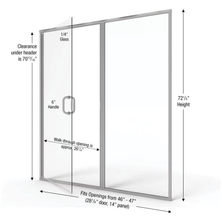 Basco Infinity 72-1/8" High x 47" Wide Hinged Framed Shower Door with AquaGlideXP Clear Glass - Image 2
