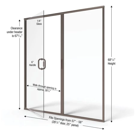 Basco Infinity 68-5/8" High x 58" Wide Hinged Framed Shower Door with AquaGlideXP Clear Glass - Image 3