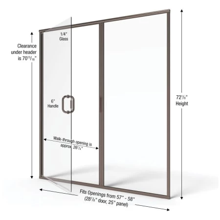 Basco Infinity 72-1/8" High x 58" Wide Hinged Framed Shower Door with Clear Glass - Image 3
