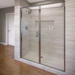 Basco Infinity 72-1/8" High x 58" Wide Hinged Framed Shower Door with AquaGlideXP Clear Glass