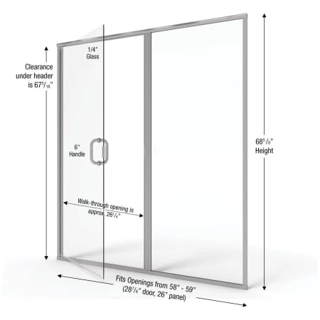 Basco Infinity 68-5/8" High x 59" Wide Hinged Framed Shower Door with Clear Glass - Image 2