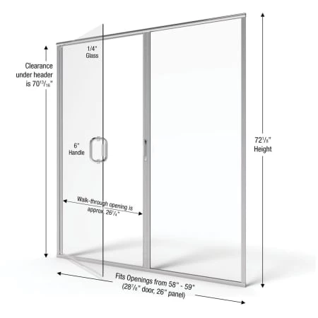 Basco Infinity 72-1/8" High x 59" Wide Hinged Framed Shower Door with Clear Glass - Image 4