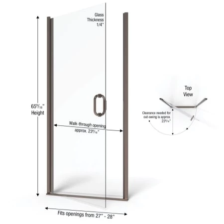 Basco Infinity 65-9/16" High x 28" Wide Hinged Framed Shower Door with AquaGlideXP Clear Glass - Image 3