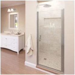 Basco Infinity 65-9/16" High x 28" Wide Hinged Framed Shower Door with AquaGlideXP Clear Glass