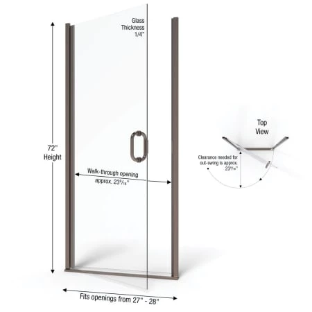 Basco Infinity 72" High x 28" Wide Hinged Framed Shower Door with Clear Glass - Image 3